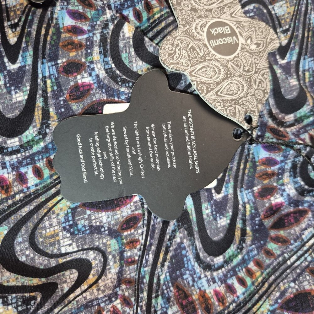 Visconti Black Men's Size S stretch Button up Long Sleeve shirt Multicolor (51) - Picture 5 of 9